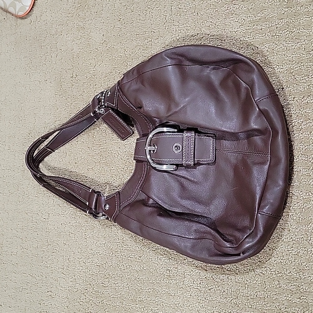 Brown Leather Coach Shoulder Bag